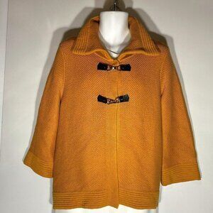JM Collection SZ L Pumpkin color heavy knit sweater coat Comfy Warm Retro